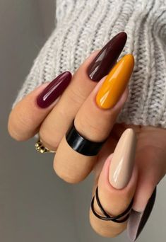 Unghie Sfumate, September Nails, Fall Nail Trends, October Nails, Makijaż Smokey Eye, Fall Nail Art, Autumn Nails, Fall Nail