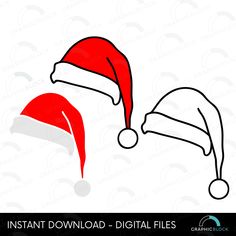 christmas hat and santa's cap with the word instant digital files for cutting machines