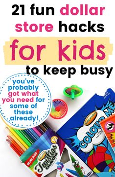 two fun dollar store hacks for kids to keep busy on the go with this free printable