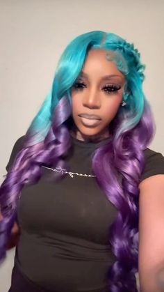 Winter Wig Colors Black Women, Colored Wigs On Dark Skin, Purple Hair Black Women, Bday Hairstyles, Exotic Hairstyles, Colored Weave, 13x4 Lace Front Wig, Lace Fronts, Wig Ideas