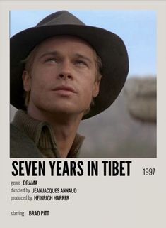 the poster for seven years in tibet shows a man with a hat on his head