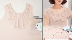 a collage of photos showing the process of making a dress