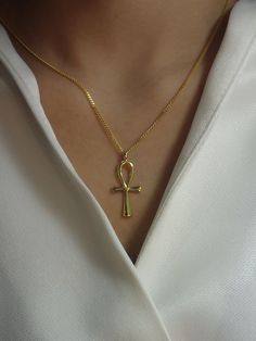 For Ready-to-ship items search here, https://etsy.me/39BDvMS Egyptian Ankh Cross Pendant Necklace / Sterling Silver Egypt Hieroglyphs pendant necklace / Protection Necklace / Egyptian Cross About Features- * Made to order * Materials: 925 Sterling Silver * Gold color: Yellow Gold Plating, White Gold Plating, and Rose Gold Plating * Pendant size: 31mm approx. * Layaway Plan Available * SKU: N161 Price is for a pair of earrings. If you need only one side, please message me for quote. As a referenc Gold Ankh Necklace, Egypt Necklace, Egypt Hieroglyphics, Egyptian Cross, Egyptian Ankh, Egyptian Necklace, Ankh Necklace, Ankh Cross, Jewelry Simple