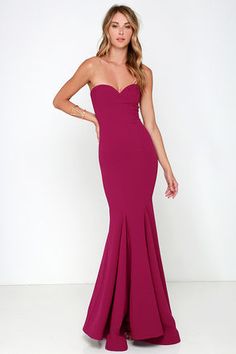 Sorella Ivory Strapless Maxi Dress at Lulus.com! Wine Red Dress, Long Gowns, Red Bridesmaid Dresses, Formal Dresses Gowns, Formal Dresses Short, Strapless Maxi, Strapless Maxi Dress, Beautiful Gowns, Formal Gowns