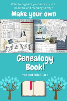 an open book with the title, make your own genealogy book