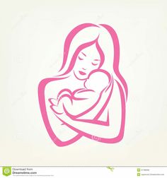 a woman holding a baby in her arms with the breast symbol on it's chest