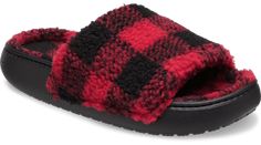 This new cozy Classic Slide features a soft, lined footbed and upper. A roomy unisex fit and a deep heel cup makes them light and comfortable to wear. With the warm and cozy material and Croslite™ foam construction, these slide sandals are perfect for cooler days and nights.  Classic Buffalo Check Slide Details:    Warm flannel liner on footbed and upper  Incredibly light and fun to wear  Deep, cupped Croslite™ foam footbeds, offering sink-in comfort  Iconic Crocs Comfort™: Lightweight. Flexible Wip Bag, Men's Beanies, Saltwater Sandals, Crocs Classic Clogs, Water Sandals, Unique Shoes, Celebrity Red Carpet, Sandals Brands, Buffalo Check