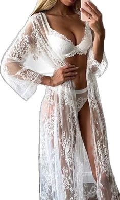 Eyelash Lace Dress, Kimono Beach Cover Up, Kimono Beach, Honeymoon Gifts, Cardigan Style, Lace Cardigan, Lingerie Outfits, Pretty Lingerie, Bridal Lingerie