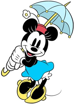 a cartoon mickey mouse holding an umbrella