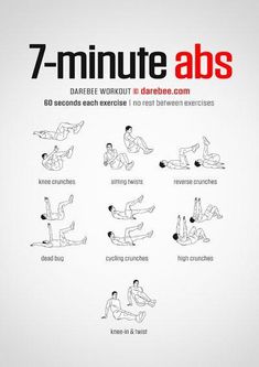 the 7 - minute abs workout is shown in black and white, with instructions on how to