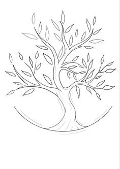 a drawing of a tree with leaves on it