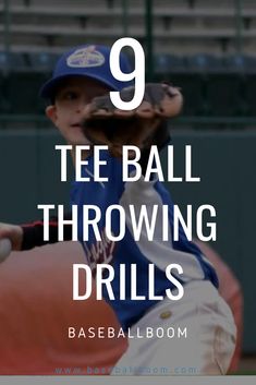 a baseball player throwing a ball with the words 9 tee ball throwing drills on it