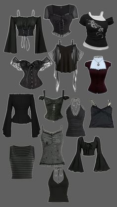 Goth Fits, Goth Outfit Ideas, Gothic Tops, Dark Fashion, Edgy Outfits, Wedding Dress Long Sleeve