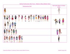 the barbie dolls are all different sizes and colors