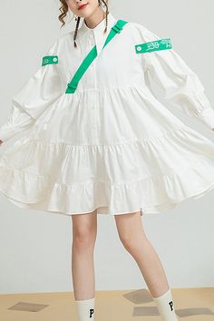 SKU: LIN01151 Fabric: Polyester Cotton Style types: Sweet Lolita Season: Spring, Summer, Autumn, Winter Size(IN) Sleeve Length Bust Dress Length S 20.08 39.37 34.65 M 20.47 40.94 35.04 L 20.87 42.52 35.43 Summer Mini Dress With Ruffles And Doll Collar, Harajuku Mini Dress With Ruffles, Cute Mini Dress With Doll Collar For Spring, Harajuku Mini Dress With Ruffles For Summer, White Harajuku Mini Dress, Sweet Long Sleeve Mini Dress For Spring, Harajuku Style White Mini Dress, Spring Kawaii Puff Sleeve Dresses, Harajuku Style Cotton Summer Dress