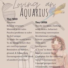 a poster with the words loving an aquariusus on it's back side