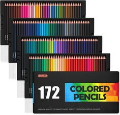 four packs of colored pencils with the number twelve on each one and two different colors