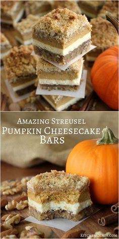 Pumpkin Cheesecake Streusel, Pumpkin Walnut Bars, Pumpkin Crunch Cheesecake, Walnut Crust, Cheesecake Bar Recipes, Pumpkin Recipes Dessert, Bar Cookies, Creamy Cheesecake