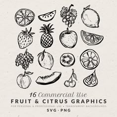 the fruit and citrus graphics are hand drawn