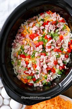 the food is in the crock pot and ready to be put into the slow cooker