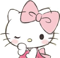 a drawing of a hello kitty with a pink bow on it's head and chest