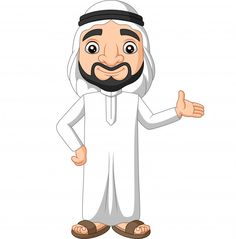 cartoon character dressed in the traditional way with thumbs up and wearing a headscarf