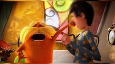 a boy brushing his teeth in the animated movie monsters