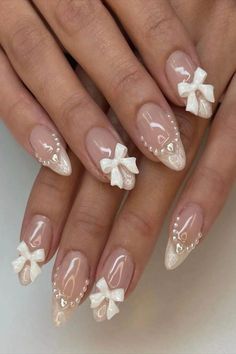 #nails #nailart #nailsofinstagram #manicure #gelnails #nailsoftheday #nailsart #nail #beauty #naildesign #nailsnailsnails #nailtech #nailsdesign #acrylicnails #nailsonfleek #nailstagram #naildesigns #nailartist #u #instanails #nailinspo #nailstyle #nailpolish #gelpolish #inspire #nailswag #nailsalon #love #longnails #explorepage Bow Nail Designs, Coquette Nails, Short Fake Nails, Girly Acrylic, Cute Nail Ideas, Girly Acrylic Nails, Aesthetic Nails, Really Cute Nails, Pearl Nails