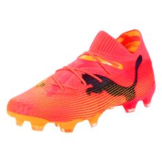 the nike superfly fg soccer cleat is shown in neon orange and black