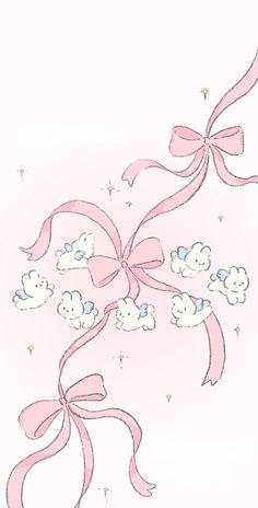 a pink ribbon with clouds and stars on it