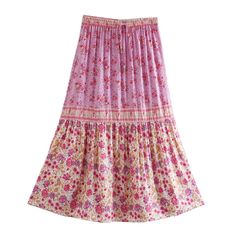 Boho Floral Maxi Skirt : Material: COTTON Style: bohemian Elasticity: Non Stretchy Season: Spring/Summer Fabric Type: Nylon Cotton High-concerned Chemical: None Waistline: empire Pattern Type: Floral Fit Type: LOOSE Silhouette: A-LINE Dresses Length: Ankle-Length Age: MIDDLE AGE Decoration: Lace-up is_ customized: No Model Number: Z32968 Gender: WOMEN Craft of Weaving: TAT keyword 1: Floral Print keyword 2: Spliced waist: elastic waist keyword 4: Lacing up Tassel waist Color: pink, red , green c Long Skirt For Women, Empire Pattern, Printed Long Skirt, Women Crafts, Maxi Skirt Boho, Long Skirts For Women, Skirt Floral, Floral Fit, Skirt For Women