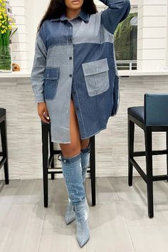 Product NameLight Blue Casual Solid Patchwork Turndown Collar Long Sleeve Regular Denim DressesItem NO.L8202066420Weight0.5460kg = 1.2037 lb = 19.2596 ozCategoryDRESSES Denim Dresses SkirtsTagCASUAL , Long Sleeve , Solid , Patchwork , Turndown Collar , Straight , Cardigan , Denim , Regular , Small ElasticMaterialDenimStyleCasualPattern TypeSolidElementPatchworkNecklineTurndown CollarElasticSmall ElasticSleeve LengthLong SleeveFit TypeRegularClothing LengthRegularProfileStraightClosed TypeCardiganTypePatchworkSize(in)BustSleeve LengthS4820.9M49.621.3L51.221.7XL52.8222XL54.322.4Size(cm)BustSleeve LengthS12253M12654L13055XL134562XL13857Tips:Due to the many variations in monitors, the color in the image could look slightly different, please take physical design and color shall prevail.Please a Casual Knee-length Patchwork Denim Dress, Casual Long Sleeve Patchwork Denim Dress, Long Sleeve Light Wash Dress With Pockets, Light Wash Long Sleeve Denim Dress, Light Wash Long Sleeve Dress With Pockets, Blue Long-sleeved Denim Dress With Pockets, Light Blue Long Sleeve Cotton Denim Dress, Knee-length Denim Blue Patchwork Dress, Casual Denim Patchwork Dress