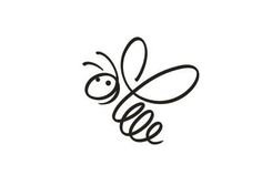 a black and white drawing of a bee