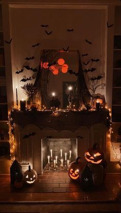 #homedecor, #interiordesign, #homedesign, #decor inspiration Halloween Fireplace, Halloween Living Room, Halloween Bedroom, Halloween Decor Ideas, Halloween Mantle, Casa Halloween, Halloween Mantel, Halloween Room Decor, Dekor Diy