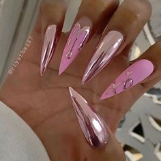 Summer Stiletto Nails, Stilleto Nails Designs, Ombre Acrylic, Pink Chrome Nails, 2024 Nails, Chrome Nails Designs, Stiletto Nail Art, Stiletto Nails Designs, Pink Acrylic