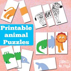 printable animal puzzles for kids to practice their fine - cut and pastel skills