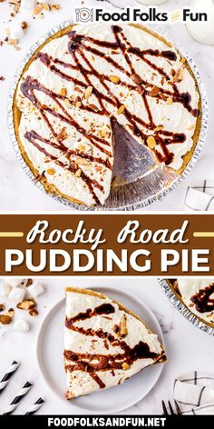 a piece of rocky road pudding pie on a plate