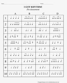 the printable worksheet for musical notations with notes and numbers on it