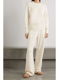 OLIVIA VON HALLE Carmel silk and cashmere-blend sweatshirt and track pants set | NET-A-PORTER Matching Sweatsuit, Cashmere Loungewear, Designer Loungewear, Designer Pajamas, Designer Tracksuits, Olivia Von Halle, Cashmere Pants, Loungewear Luxury, Loungewear Sets