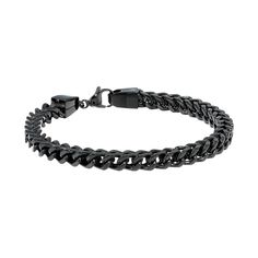 This foxtail chain bracelet is the perfect finishing touch. Type: foxtail Length: 9 in. or 10 in. Width: 6 mm Clasp: lobster-claw Metal: stainless steelPlating: ion platingPackaging: boxed Size: 9". Color: Black. Gender: male. Age Group: adult. Black Bracelet Men, Black Metal Jewelry, Mens Bracelet Black, Mens Chain Bracelet, Relationship Gifts, Black Bracelet, Black Rope, Gold Bar Necklace, Closet Goals