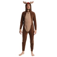 PRICES MAY VARY. 100% Polyester Micro Fleece Zipper closure Machine Wash Your perfect Reindeer Onesie! - Complete with a puffy red nose, eyes and antlers attached to the ! The SLEEPHERO Reindeer Men’s Adult Onesie is made from comfortable and breathable fleece. Wear it all day without getting too hot! Our breathable fabric will keep you comfortable and cool. The Reindeer Onesie features a front zip opening, cuffed closures by the wrists and ankles as well as a ed to keep you extra warm. These Me Onesie Men, Christmas Onesies, Reindeer Onesie, Pj Day, Holiday Onesies, Mens Onesie, Christmas Onesie, One Piece Man, Body Suit Outfits