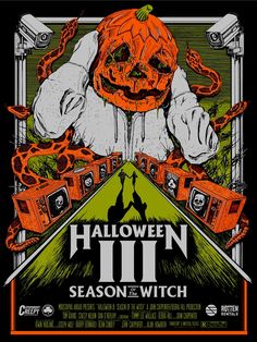 a poster for halloween ii season of the witch with an image of a pumpkin on it