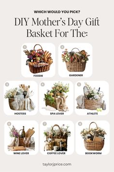 an advertisement for mother's day gift basket for the whole family