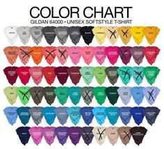 many colors of ties are shown in this image with the words color chart on them