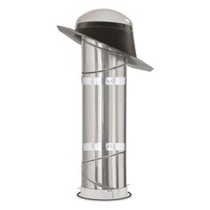 a hat on top of a metal pole with a white ribbon around the neck and sides