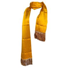 Satin yellow Saint Laurent scarf In silk. Viscose fringe part. Long measures 20 x 280. In excellent condition, shows signs of little use. Stole Scarf, Scarf Accessory, Saint Laurent, Fashion Accessories, Satin, Silk, Signs, Yellow, For Sale