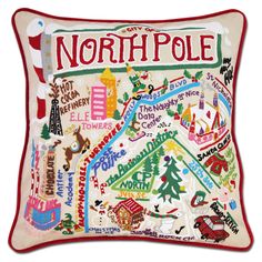 a pillow with the words north pole on it