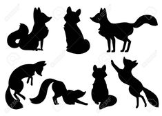 black silhouettes of foxes on white background stock photo, images and royaltyvectors