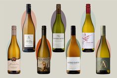 several different types of wine are shown in this image