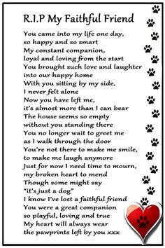 a poem for a friend that is in the shape of a heart and paw prints